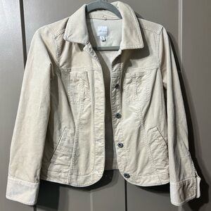 J. Jill Cream Corduroy Button-Front cotton blend Jacket
